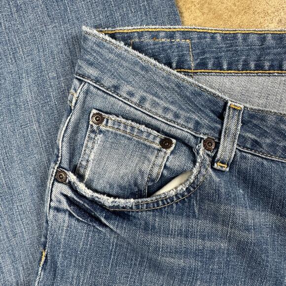 BKE Easy Street Stretch Bootcut Jeans Mens 34x33.5 Blue Faded Distressed Denim‎ - Picture 15 of 16